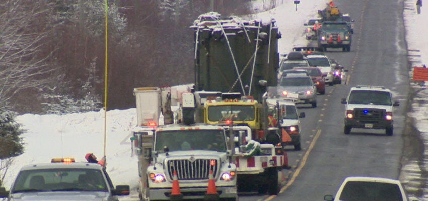 NB Power transformer making way to Mactaquac Dam