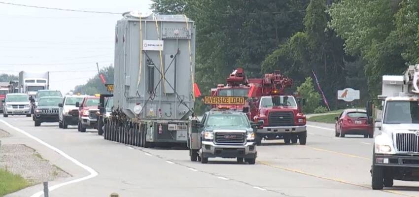 Consumers Energy crews move transformer to new location