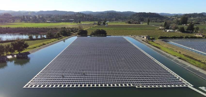 浮动太阳能价格与陆上太阳能价格接近 Healdsburg_USA_solar panel 850x400