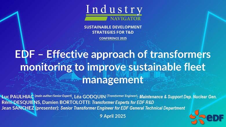 Jean Sanchez, EDF: Effective approach of transformers monitoring to improve sustainable fleet management