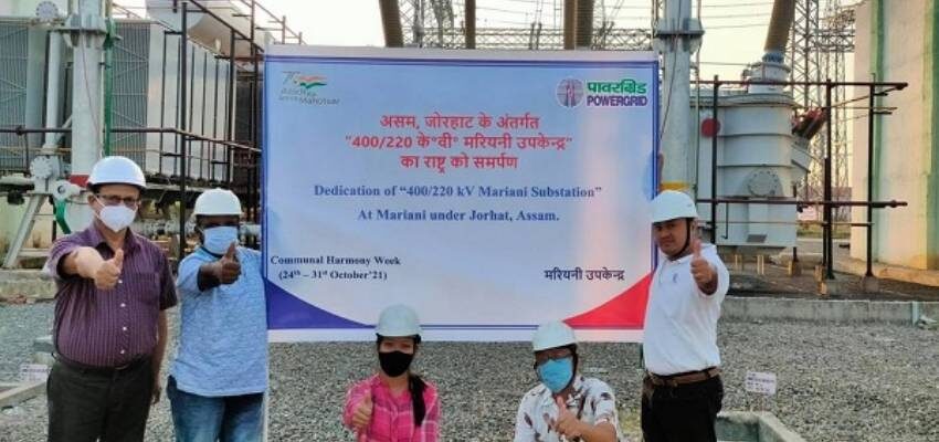 Mariani substation in assam upgraded to 400 kV a group of people in front of a substation