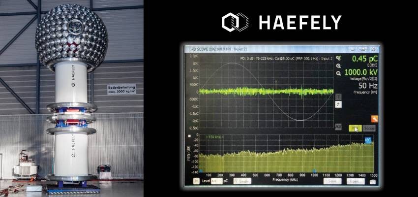 HAEFELY的新记录——在1000千伏电压等级,少于0.5 pC的局放水平。标称电压&没有连接滤波器 HAEFELY