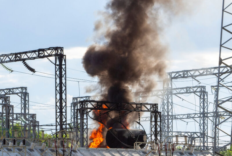 Transformer on fire in Moscow substation Transformer on fire in Moscow substation
