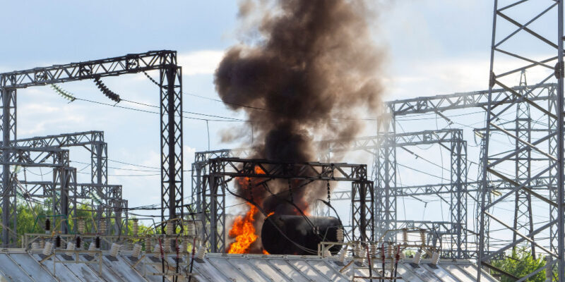 Lightning strike sets substation on fire Lightning strike sets substation on fire