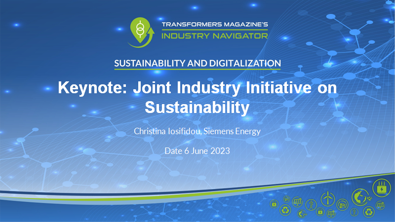 Christina Iosifidou, Siemens Energy, Keynote: JOINT INDUSTRY INITIATIVE ON SUSTAINABILITY Siemens Energy Christina Iosifidou