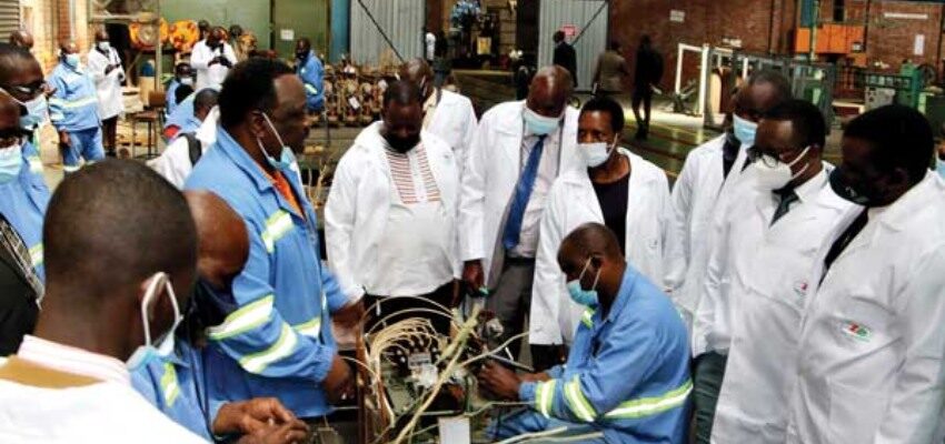 Poor funding curtails transformer production in Zimbabwe ZESA-employees-wiring-a-transformer