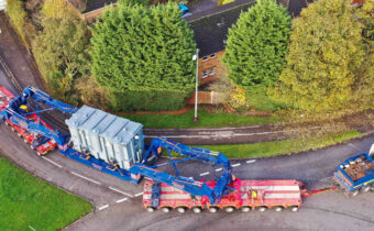 Trucks delivering power transformer